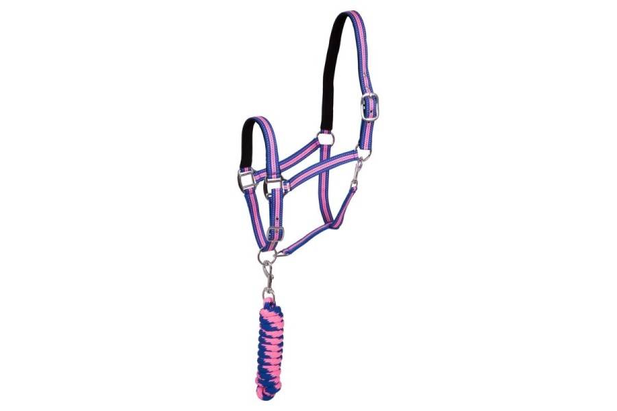 Cabezada Cuadra Premiere+Ramal Stitch Azul/Rosa | Equestrian. Calvet