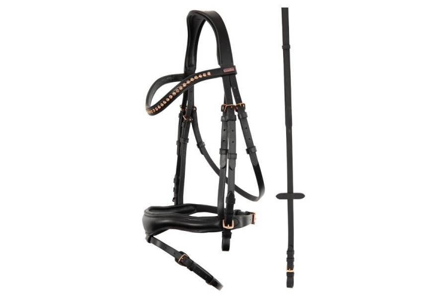 Cabezada Montar Premiere Cholet Negra/Rosa Gold |Cavall i Genet a