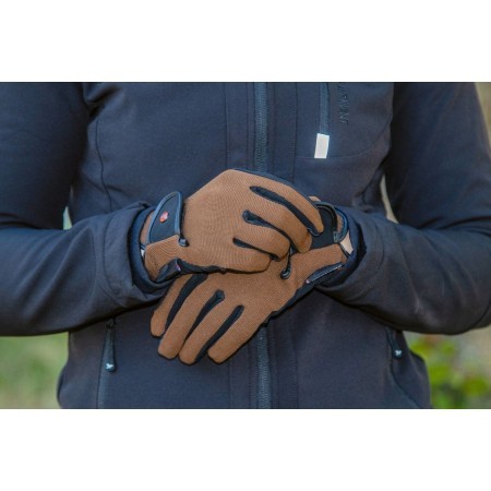 Guantes Sintéticos HKM Negro/Marrón | Equestrian. Calvet Animals i Plantes.