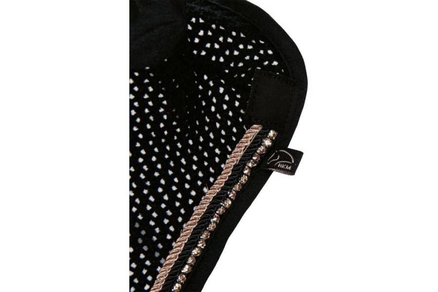 Orejeras HKM RoseGold Glamour Negra/RoseGold | Equestrian. Calvet Animals