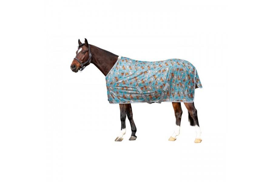 Manta Caballo Verano Antimoscas HKM Mariposas Gris | Equestrian. Calvet