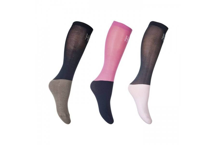 Mitjons HKM Colour Rosa/Blau Marí/Gris 3 Unitats |Cavall i Genet a