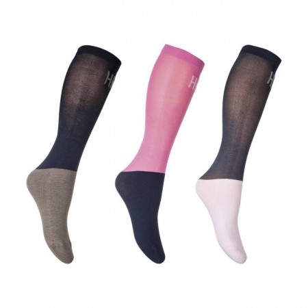 Calcetines HKM Colour Rosa/Azul Marino/Gris 3 Unidades | Equestrian.