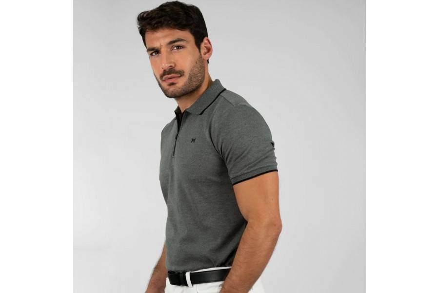 Core Polo Shirt Maximilian Gris | Equestrian. Calvet Animals i Plantes.