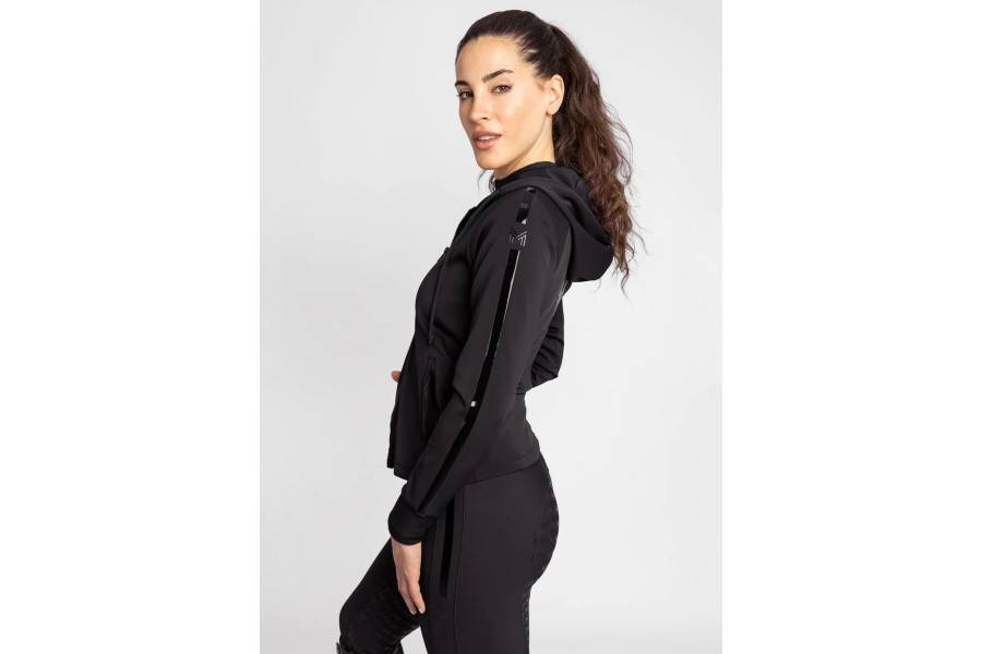 Sudadera Maximilian Reflection Zip Negra | Equestrian. Calvet Animals i