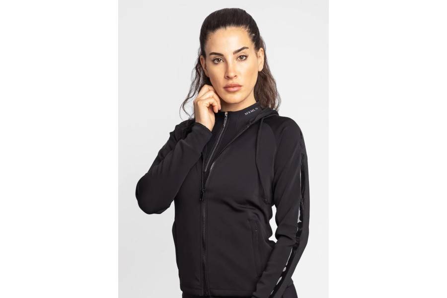 Sudadera Maximilian Reflection Zip Negra | Equestrian. Calvet Animals i