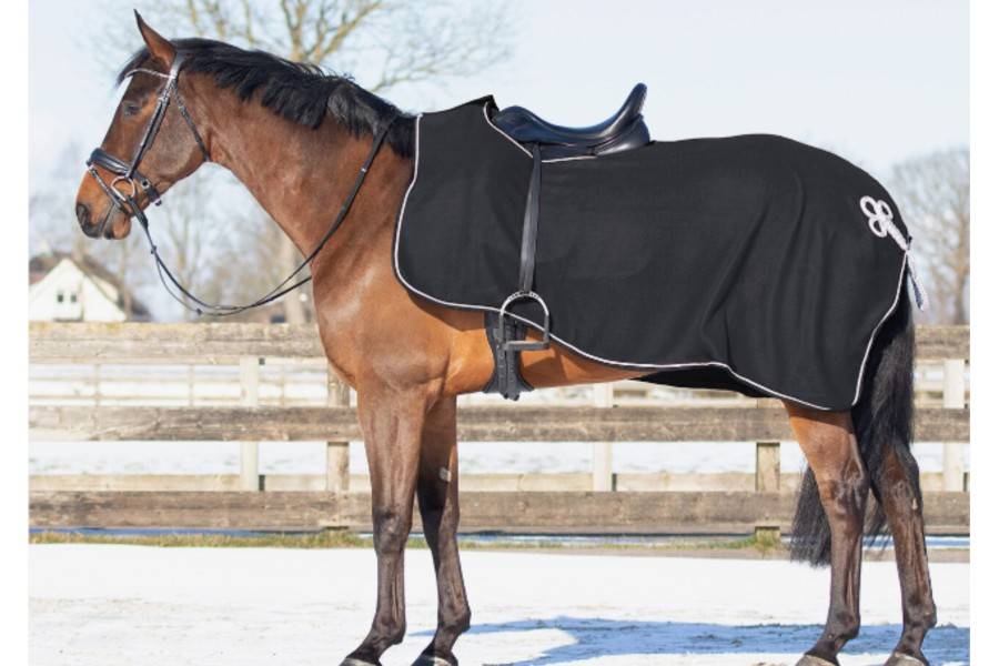 Manta Ronyonera QHP Polar Ornament Negra/Plata |Cavall i Genet a