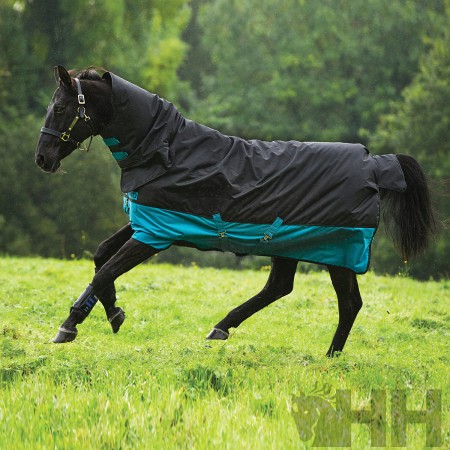 Manta Caballo Exterior Mio All-In-One Cuello 200gr Negra/Turquesa |