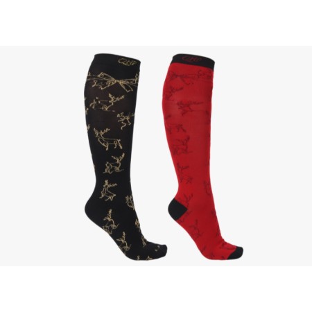 Calcetines QHP Christmas Negro/Rojo 2 Pares | Equestrian. Calvet Animals i