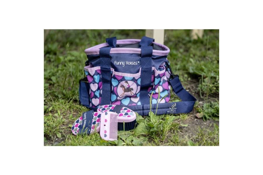 Bolsa Guarda Cepillos HKM Funny Hearts Azul Marino | Equestrian. Calvet