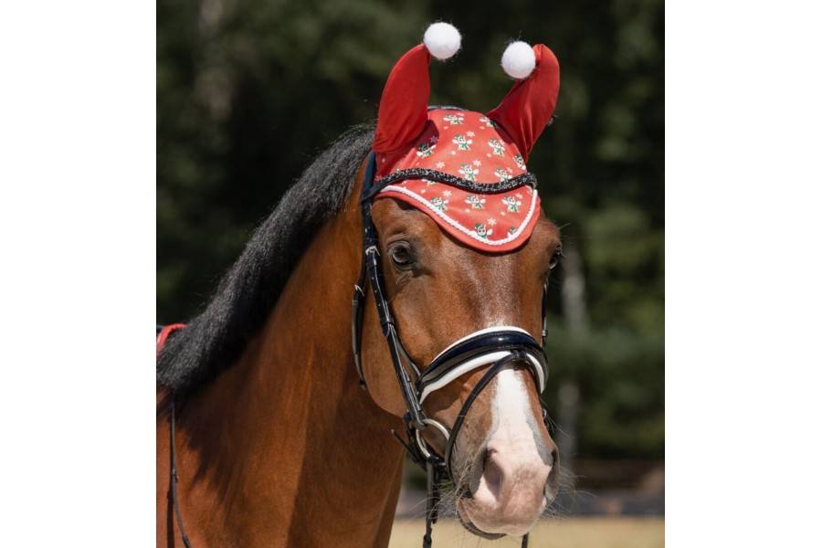 Orejeras QHP Merry Crhistmas Rojo | Equestrian. Calvet Animals i Plantes.
