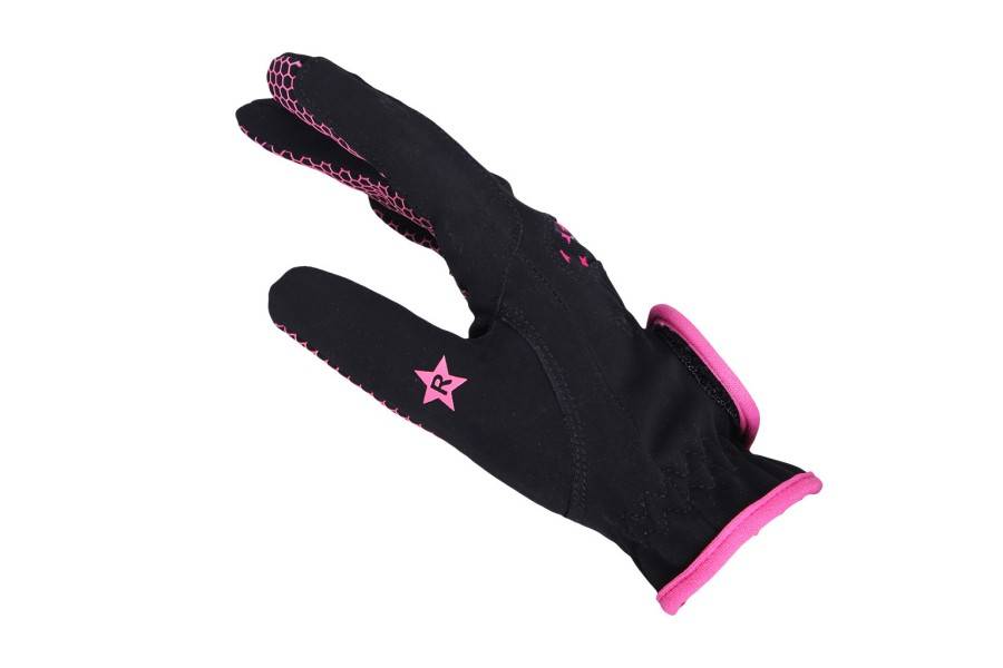 Guants QHP Multi Star Negre/Fucsia Júnior |Cavall i Genet a Equestrian