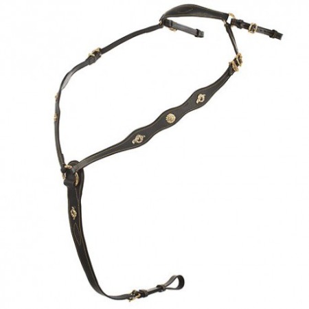 Pechopetral Portugués HH Negro/Cromado | Equestrian. Calvet Animals i