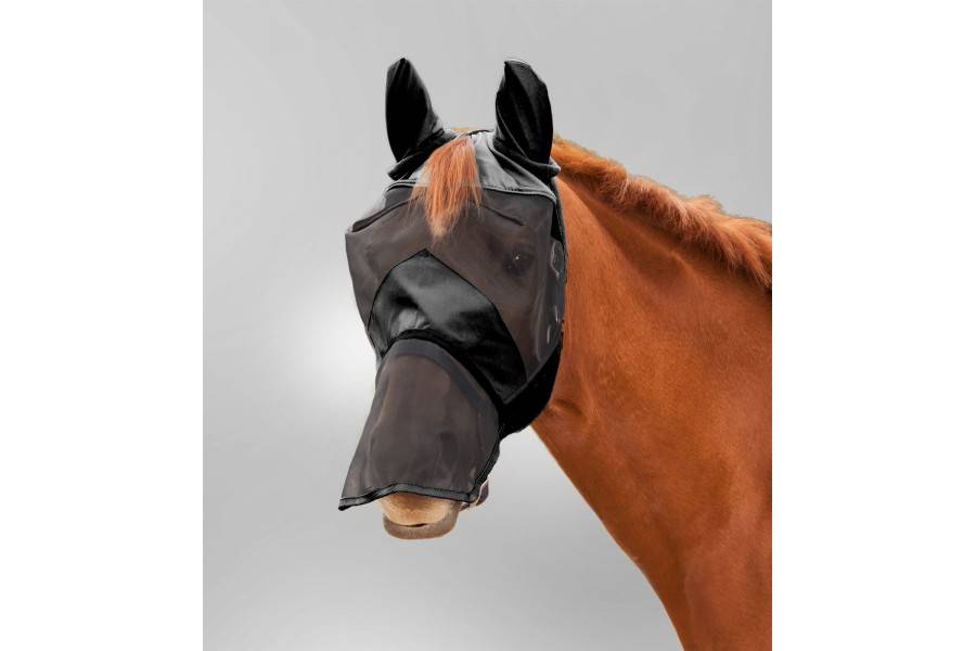 Máscara Con Orejeras Waldhasuen Premium Negra | Equestrian. Calvet Animals