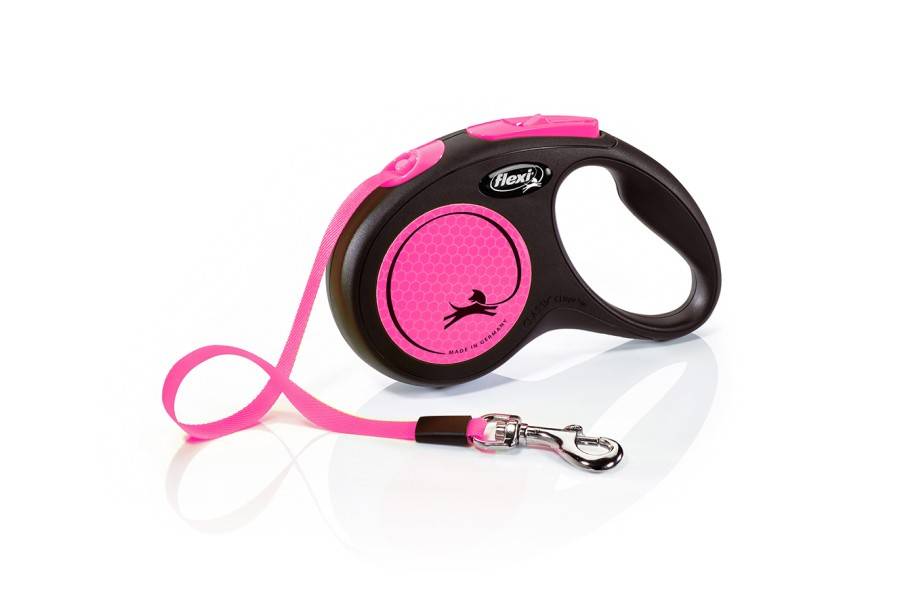 Flexi New Neón Cinta Negro/Rosa para perros | Calvet Animales y Plantas