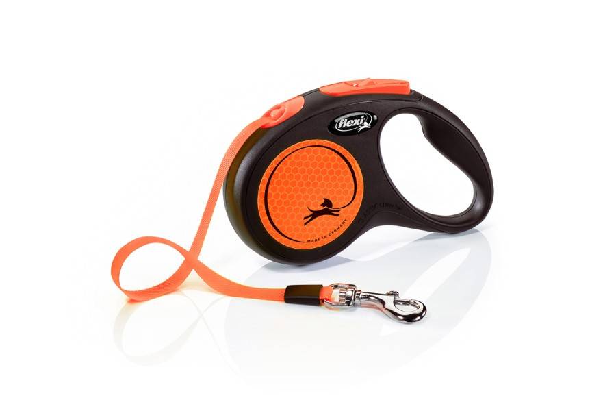 Flexi New Neón Cinta Negro/Naranja para perros | Calvet Animales y Plantas