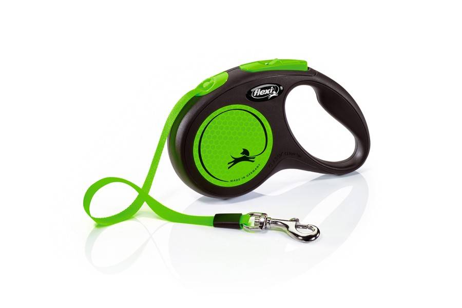 Flexi New Neón Cinta Negro/Verd per gossos | Calvet Animals i Plantes