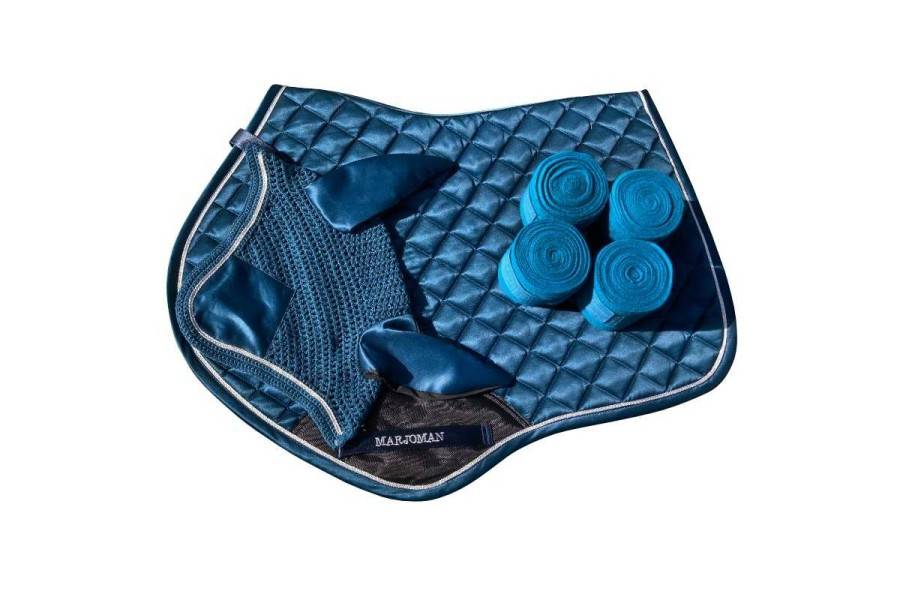 Conjunto Marjoman Salto Sudadero+Orejera+Vendas Azul Petróleo | Equestrian