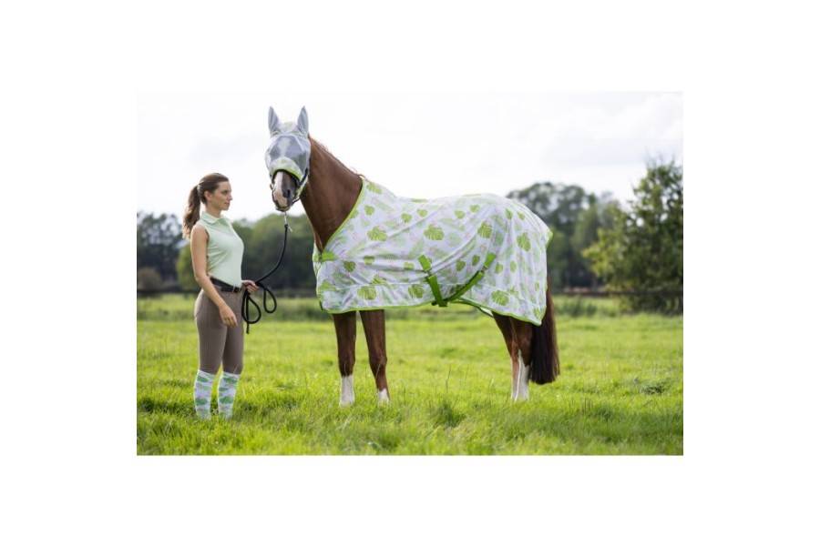 Máscara Con Orejas HKM Flamingo Verde/Rosa | Equestrian | Calvet Animales