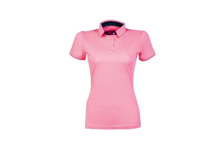 Polo Mujer Manga Corta HKM Classico Coral Neón | Equestrian | Calvet