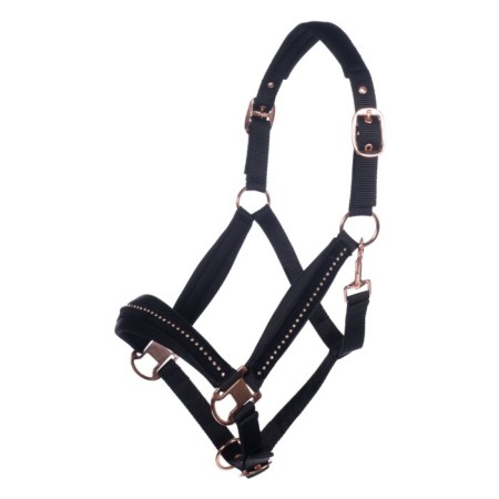 Cabezada Cuadra HKM Berry Negra/Oro Rosa | Calvet Animales y