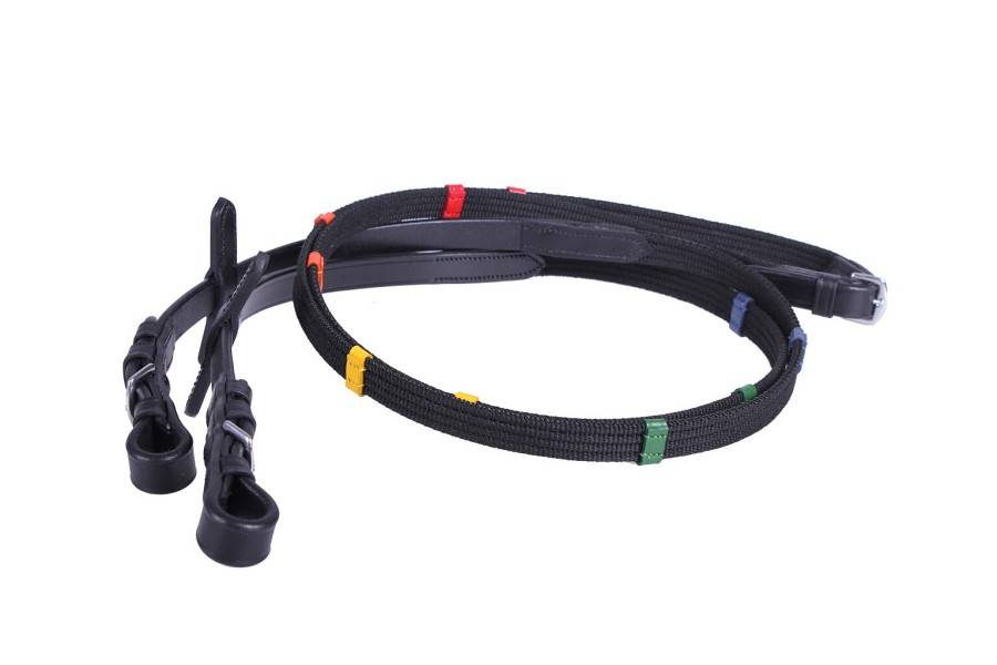 Riendas Inglesas Cuero QHP Tacos Colores Negras | Calvet