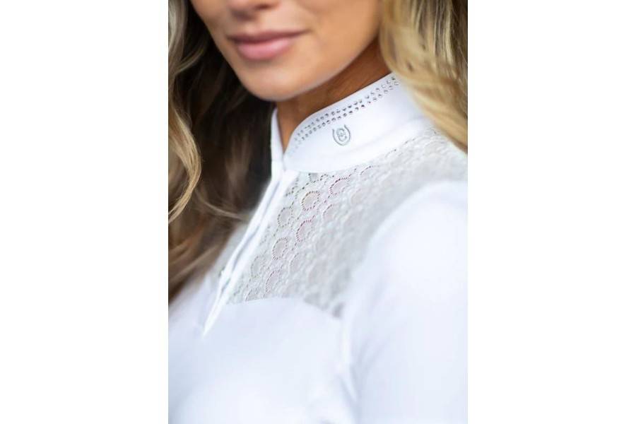 Polo Dona Màniga Curta Equestrian Stockholm Crystal Champion Blanc | Calvet Animals