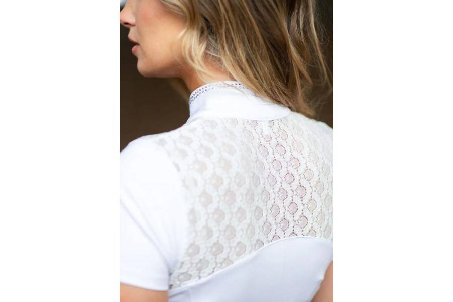 Polo Dona Màniga Curta Equestrian Stockholm Crystal Champion Blanc | Calvet Animals