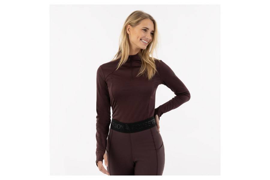 Camiseta Mujer Manga Larga BR Franka Zip-Up Fudge | Calvet