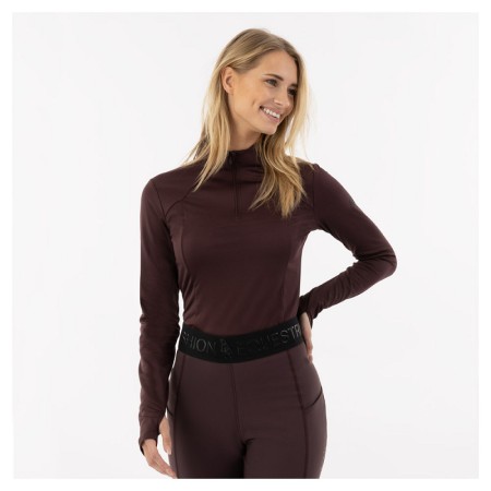 Camiseta Mujer Manga Larga BR Franka Zip-Up Fudge | Calvet